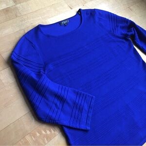 Spense Knits Scoop Neck Ribbed Stripe Sweater, Lightweight, Royal Blue, Size XXL